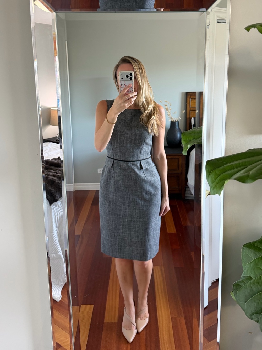9&Co. Sleeveless Gray Midi Shift Dress Size 6